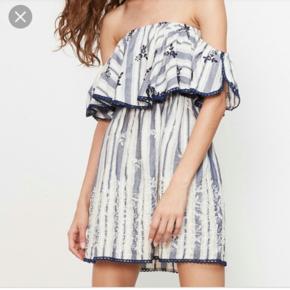 misa Dresses & Skirts - Misa off shoulder embroidered dress